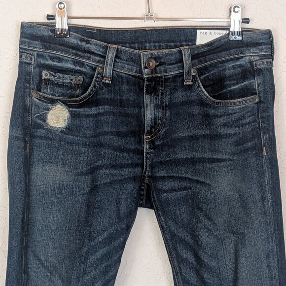 Rag & Bone Dre Relaxed Skinny Boyfriend Torn Knee Tear Jean in Mabel - Picture 2 of 11